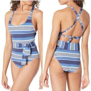 NEW SKYE SWIMWEAR Monica Striped One Piece Swimsuit Bathing Suit Women's Medium